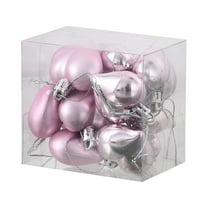 SDJMa Romantic Heart Ornaments for Valentine Tree, 12 Pieces Valentine's Day Heart Baubles - (Glossy) Hanging Decorations for Home Wedding Party(1.77in)