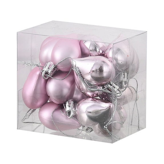 12pcs Valentine's Day Heart Ornaments, Romantic Red Pink Heart Decor, Hanging Heart Ornaments For Home Party, Valentine's Day Gifts For Her, 1.77*1.96in, Pink