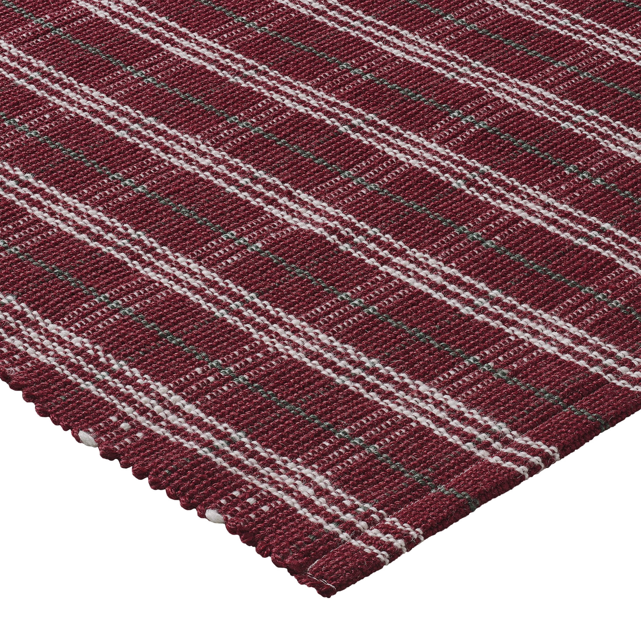 My Texas House Red Holiday Plaid Indoor/Outdoor Layering Rug, 38" x 58"