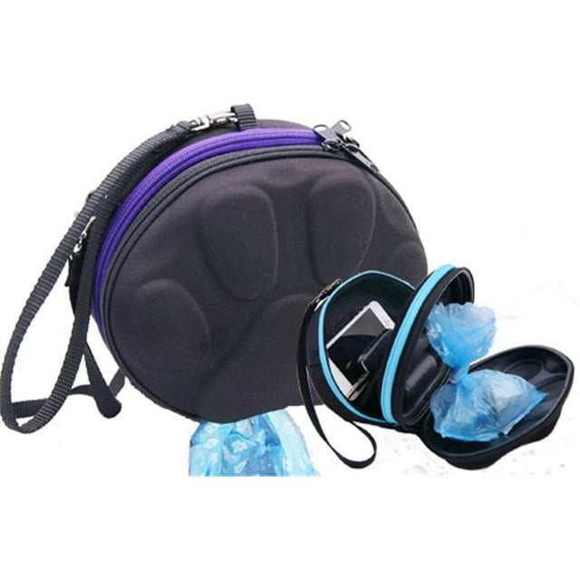 PoopPac Designs Boîte à Déchets pour Chien Marcheur Noir avec Fermeture Éclair Violette