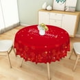 thumbnail image 2 of Nanqianyi Merry Christmas Tablecloth 70 Inch Round Winter Red Snowflakes Waterproof Table Cloth for Holiday Party Dining, 2 of 9