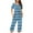 Blue, variant on Jamicy Women's Sleepwear Plus Size Fashion Casual Loose Printed Round Neck Button-Up Short Sleeve Top with Capri Pants Pajamas Set Ladies Home Clothes