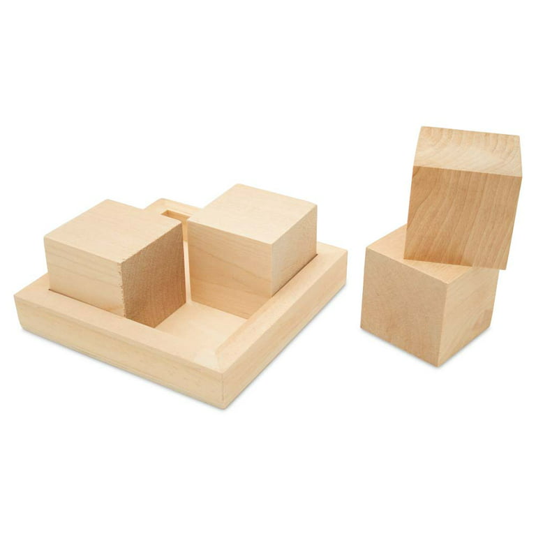 5 Large Wood Cubes, Pack Of 5 Square Wood Block For Diy, Wooden Blocks For  Crafts And Decor, By Woodpeckers