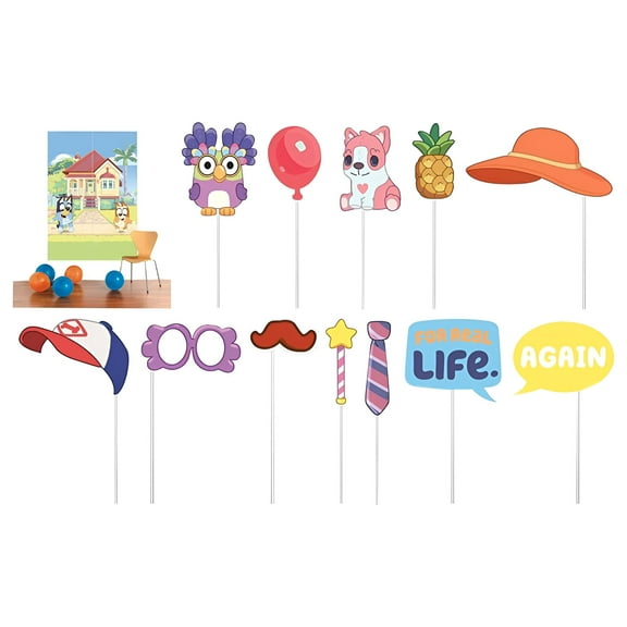 Exciting Bluey Scene Setter with Props - Pack of 16 - Multicolor Paper Decorations - Ideal for Unforgettable Parties, Events & Celebrations