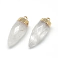 thumbnail image 2 of Natural Quartz Pointed Pendants Rock with Brass Findings Faceted 33x13mm Hole: 2mm, 2 of 2