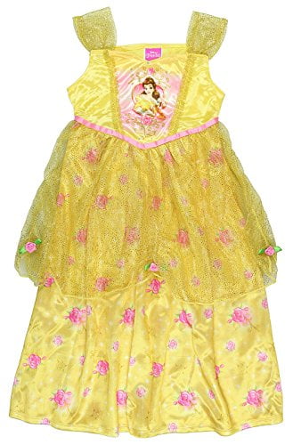 Disney Princess Belle Girls Fantasy Gown Nightgown 3T Yellow