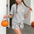 thumbnail image 5 of Kids Girls Halloween Outfits Toddler 4-5T 2 Piece Lounge Set Short Sleeve Cute Ghost Graphic T-Shirt and Sleep Shorts Fall Holiday Sleepwear Casual Pajamas Nightwear, 5 of 9