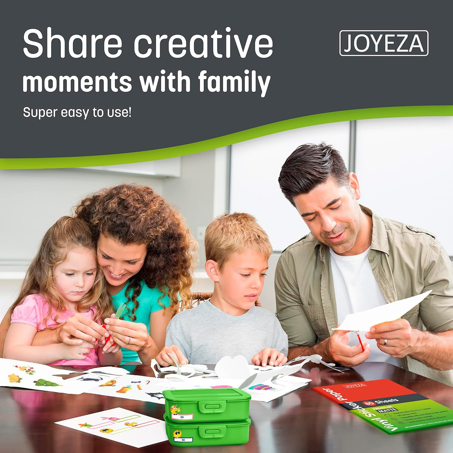 JOYEZA Inkjet Printable Vinyl Sticker Paper, 8.5 x 11 in, White, 80 Sheets