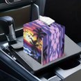 thumbnail image 7 of Psesaysky Decorative Tissue Box Cover Square - Waterproof PU Leather Tissues Cube Boxes Holder Aesthetic Desk Decor for Room, Home & Office - Tropical Palm Tree Sunset, 7 of 7