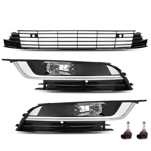 Pair Front Bumper Grille Fog Lights Fog Lamp Covers Set Fit For 2013-2017 Volkswagen CC