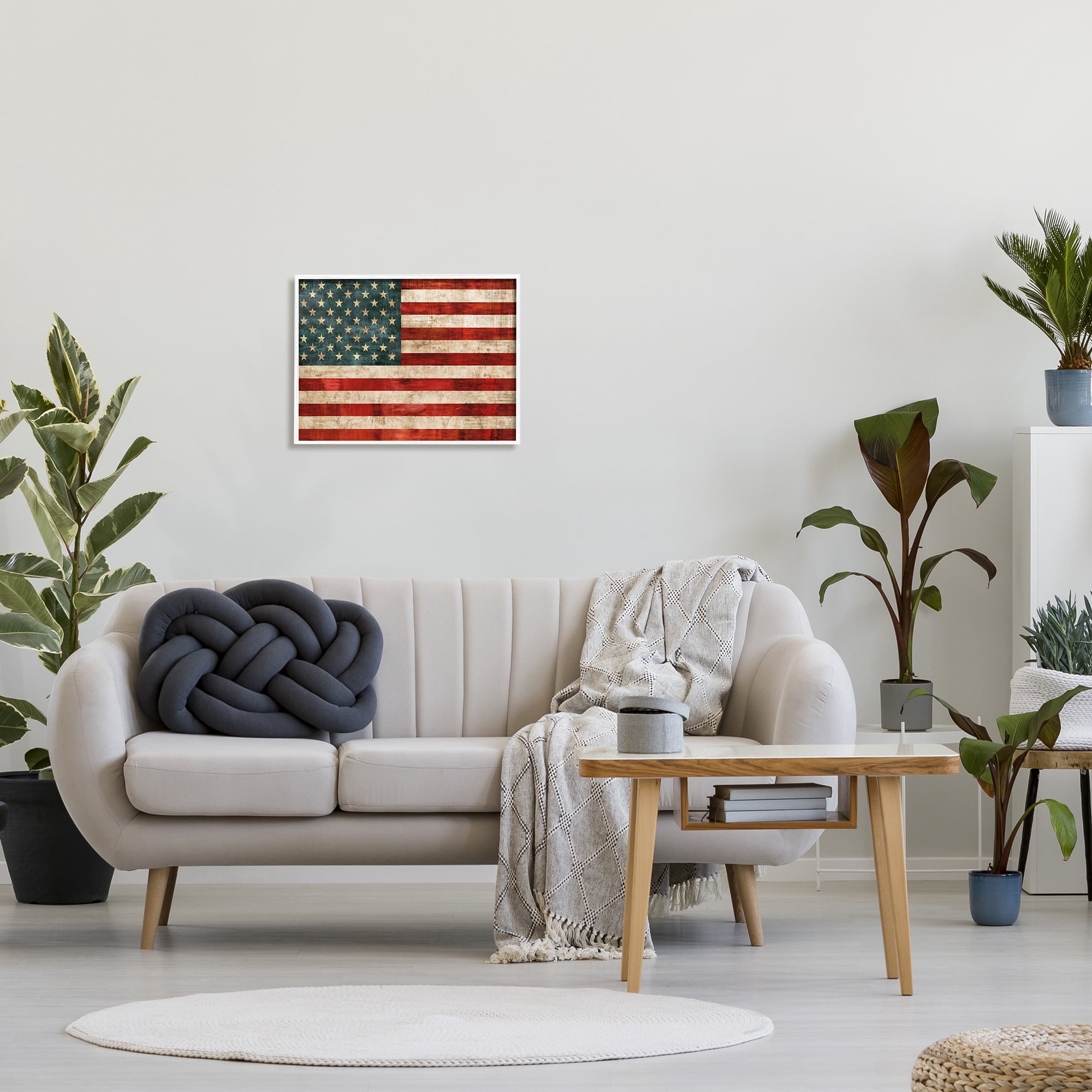 Stupell Industries US American Flag Wood Textured Design, 16 x 20,Design by Luke Wilson