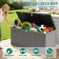 thumbnail image 2 of 130 Gallon Resin Deck Box, Outdoor Lockable Storage Container for Patio Cushions, Garden Tools, Pool Supplies, Toys, Waterproof and UV Resistant, Reinforced Rib Design, Gray, 2 of 10
