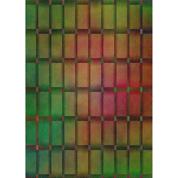 Ahgly Company Indoor Rectangle Patterned Olive Green Novelty Area Rugs, 5' x 7'