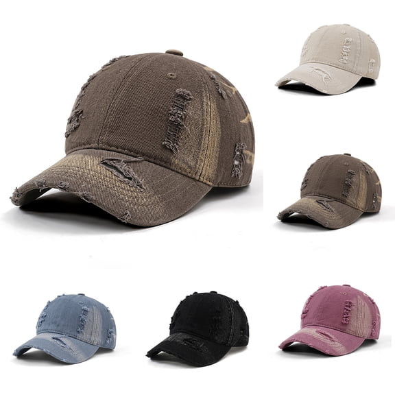 Washable Ripped Baseball Cap for Men Women Gradient Low Profile Cotton Dad Hats Adjustable Hip Hop Vintage Trucker Pink