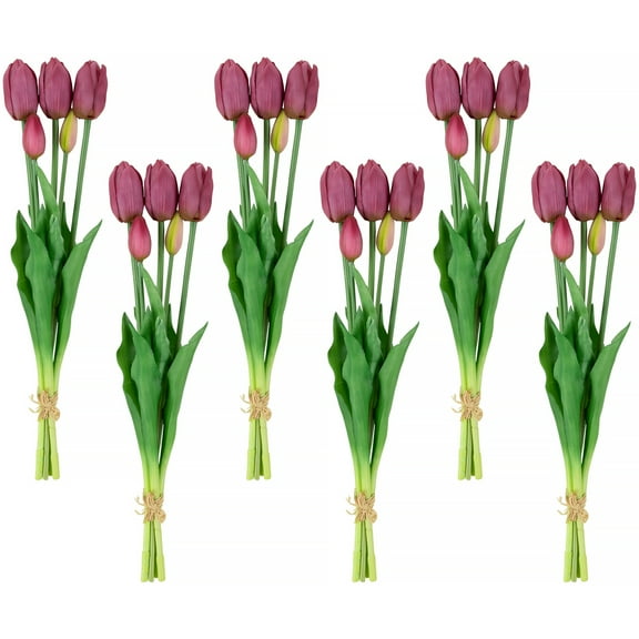 Northlight Real Touch™ Purple Artificial Tulip Floral Bundles, Set of 6 - 18"