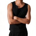 thumbnail image 4 of FRSASU Men's Wide Strap Tank Top, Sleeveless Knit Ribbed Muscle Slim Fit Workout Gym Tee Shirts Black, 4 of 5