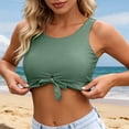 thumbnail image 5 of Women Swimwear Top Sleeveless Tankinis Solid Color Tank Top Swim Top Only Army Green,2Xl, 5 of 7