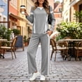 thumbnail image 7 of Karymi Plus Size Tops for Women Color Block 2 Piece Tracksuit Set, Crew Neck Long Sleeve Loose Pullover Top, Elastic Drawstring Waist Side Stripe Wide Leg Long Pants Workout Tops for Women, 7 of 7