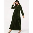 thumbnail image 5 of Women'S Velvet Maxi Dress Casual Solid Color High Waist Long Sleeve Fall Winter Flowy Gown Green S, 5 of 7