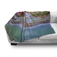 thumbnail image 3 of Waterfall Soft Flannel Fleece Throw Blanket, Rain Forest in Vietnam Laos South Orange Trees Side of River Image Print, Cozy Plush for Indoor and Outdoor Use, 50" x 60", Blue, by Ambesonne, 3 of 6