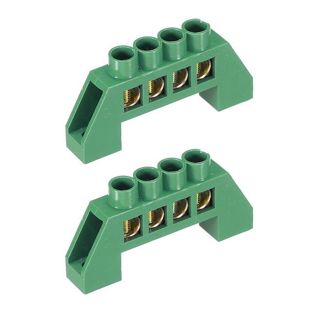 Terminal tierra Puesta barra Tornillo Bloque Unique Bargains 4 Posiciones color Verde paquete de 2