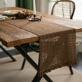 thumbnail image 2 of AUQ Table Runner,Snug Edge Stitch Kitchen Table Decor,Rustic Cotton Blend Farmhouse Table Decor,Style2,30*400cm, 2 of 2