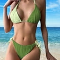 thumbnail image 4 of IDALL Ensembles de Bikini Maillot de Bain Deux Pièces Bikini Femme Bretelles Réglables Côté Noué Bikini Triangle Maillots de Bain Femme Micro Bikini Vert 2 TG, 4 of 4
