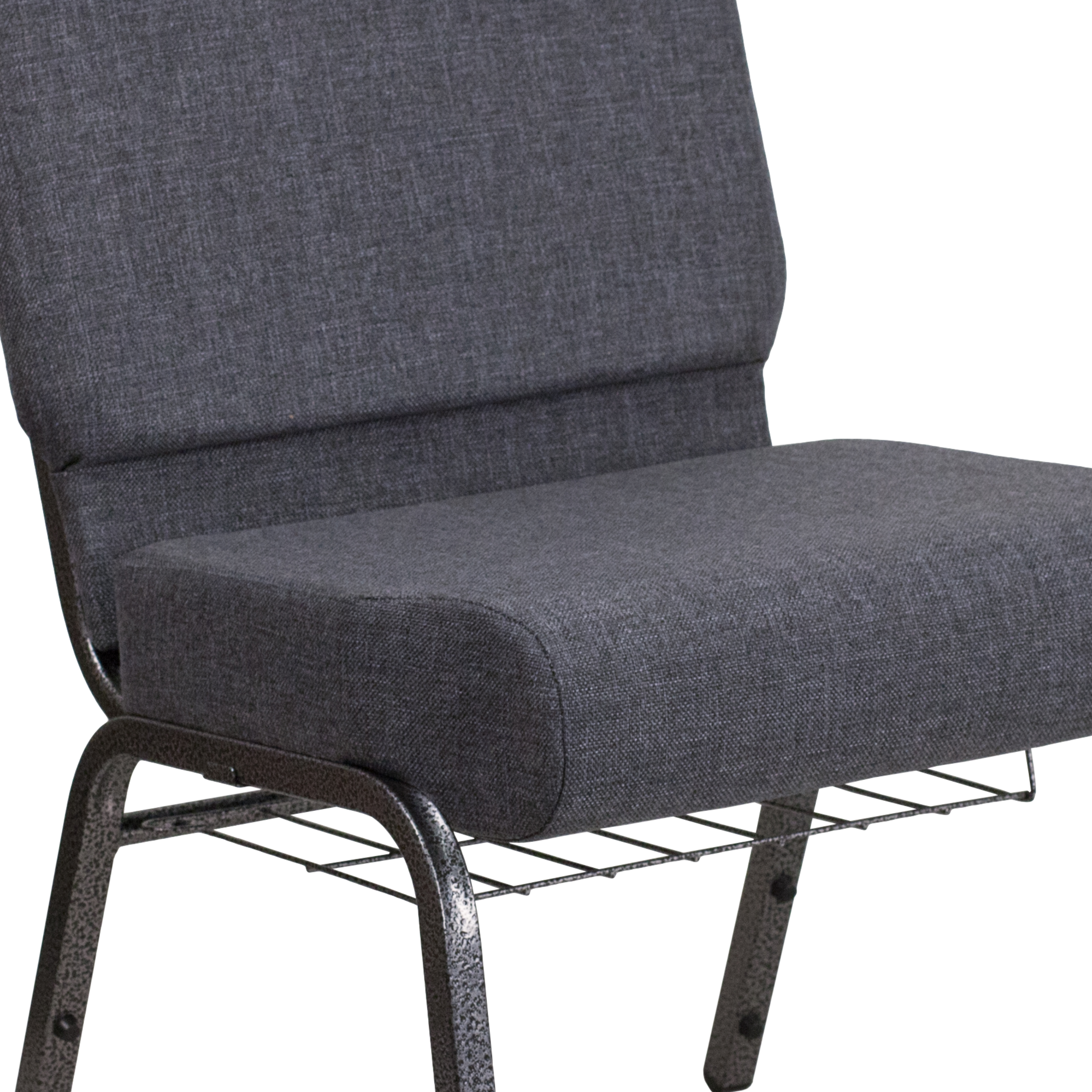 Flash Furniture HERCULES Series 21''W Church Chair in Dark Gray Fabric with Book Rack - Silver Vein Frame - image 3 of 13