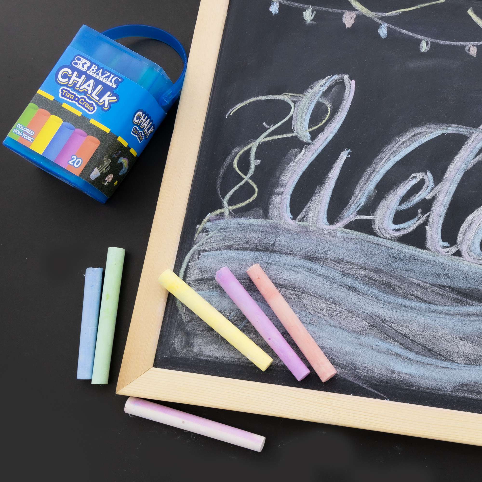 BAZIC Color Chalk, Standard Size Blackboard Chalkboard Chalks, Great Game  Activity (20/Bucket), 4-Buckets 