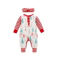 thumbnail image 1 of Combinaison à Manches Longues Bébé Noël Romper Automne Arbre Rayures Imprimé Boutons Entrejambe, 1 of 7