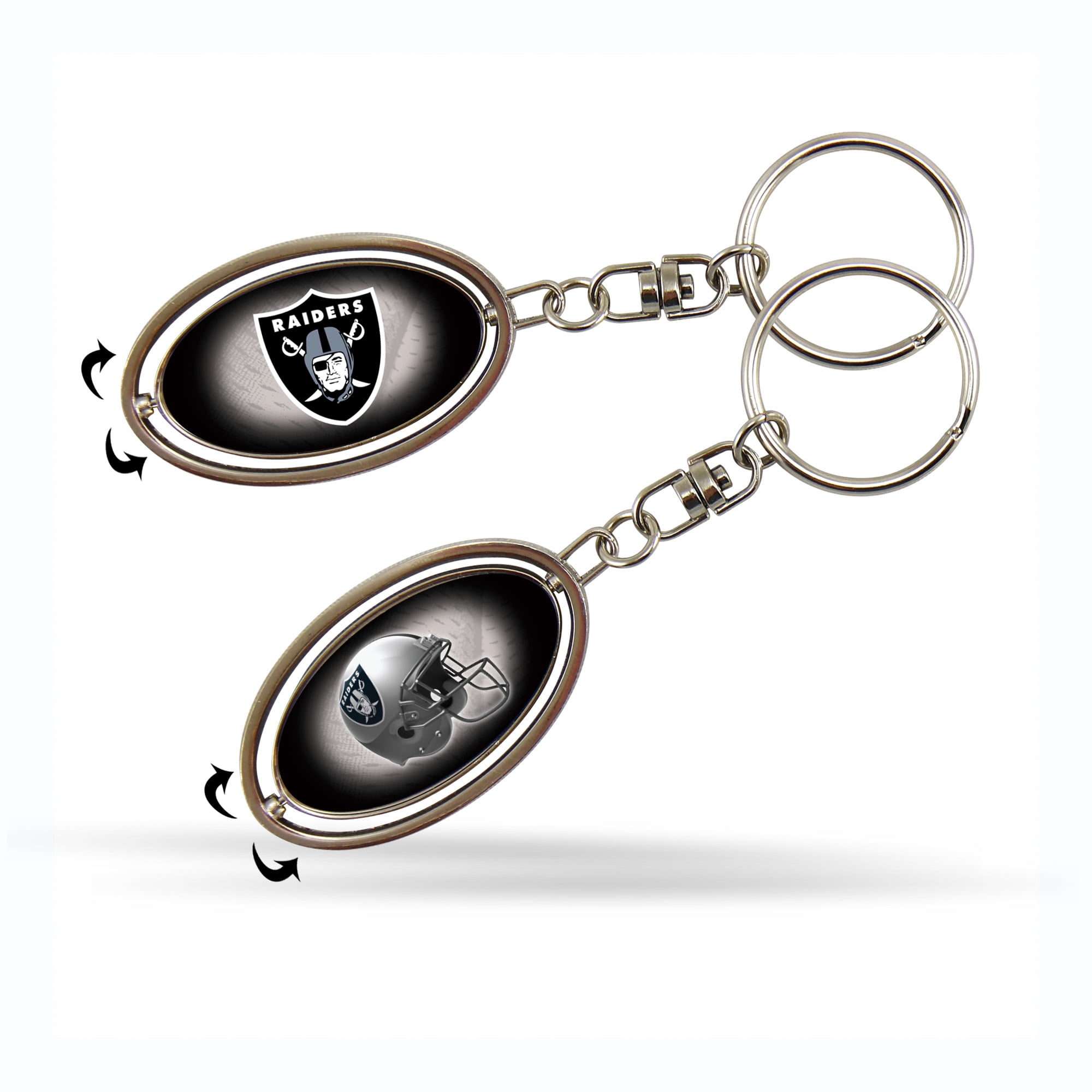 Oakland Raiders Official NFL 2 inch Metal Spinner Key Chain Keychain by