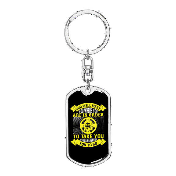 Meet You Where You Are Stainless Steel or 18k Gold Premium Swivel Dog Tag Keychain