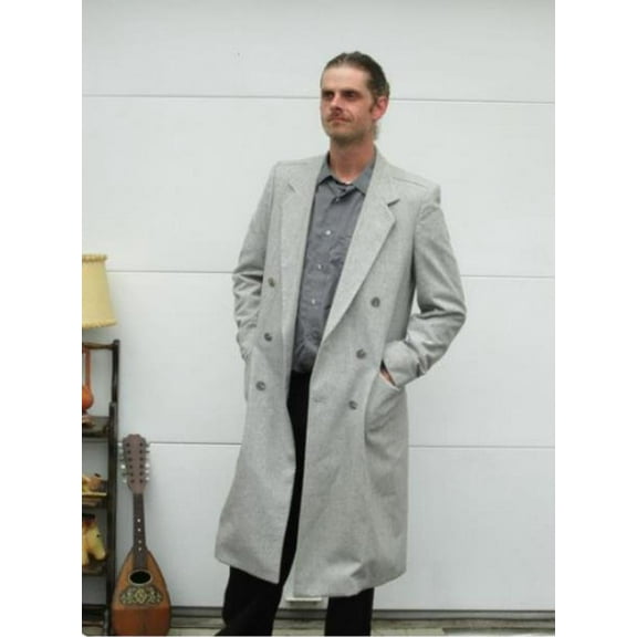 Mens Wool Light Grey Double Breasted Overcoat Topcoat By Alberto Nardoni