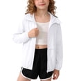 thumbnail image 2 of WQNVRNR Kids Sun Protection Jacket- Casual Lightweight Spring Summer Zip Up Athletic Tops for Girls White Size 5, 2 of 5
