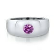 thumbnail image 2 of Gem Stone King 925 Sterling Silver Men's Solitaire Ring Set with Round Fancy Purple Zirconia (Size 12), 2 of 2