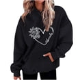 thumbnail image 2 of 2024 Hot Womens Fashion on Clearance Womens Fashion Casual Valentines Day Printing Long Sleeve Tops Hoodie Sweatshirts Fall Womens Clothes, Black S, 2 of 5