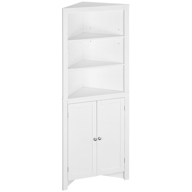 Armoire de Rangement d'Angle Haute Blanche pour Salle de Bain avec 3 Tablettes et Armoire à Linge - Tour à Linge en MDF 23.5 Pouces x 12.5 Pouces x 63.8 Pouces pour Entrée et Salon