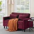 thumbnail image 5 of BSHTI 53.94" Pull-Out Sleeper Sofa Bed with Twin Size Bed – Velvet Upholstery, 3-Position Reclining Back, Solid Wood Frame, Side Storage Pocket, for Small Spaces, Apartment, Office,Magenta, 5 of 10