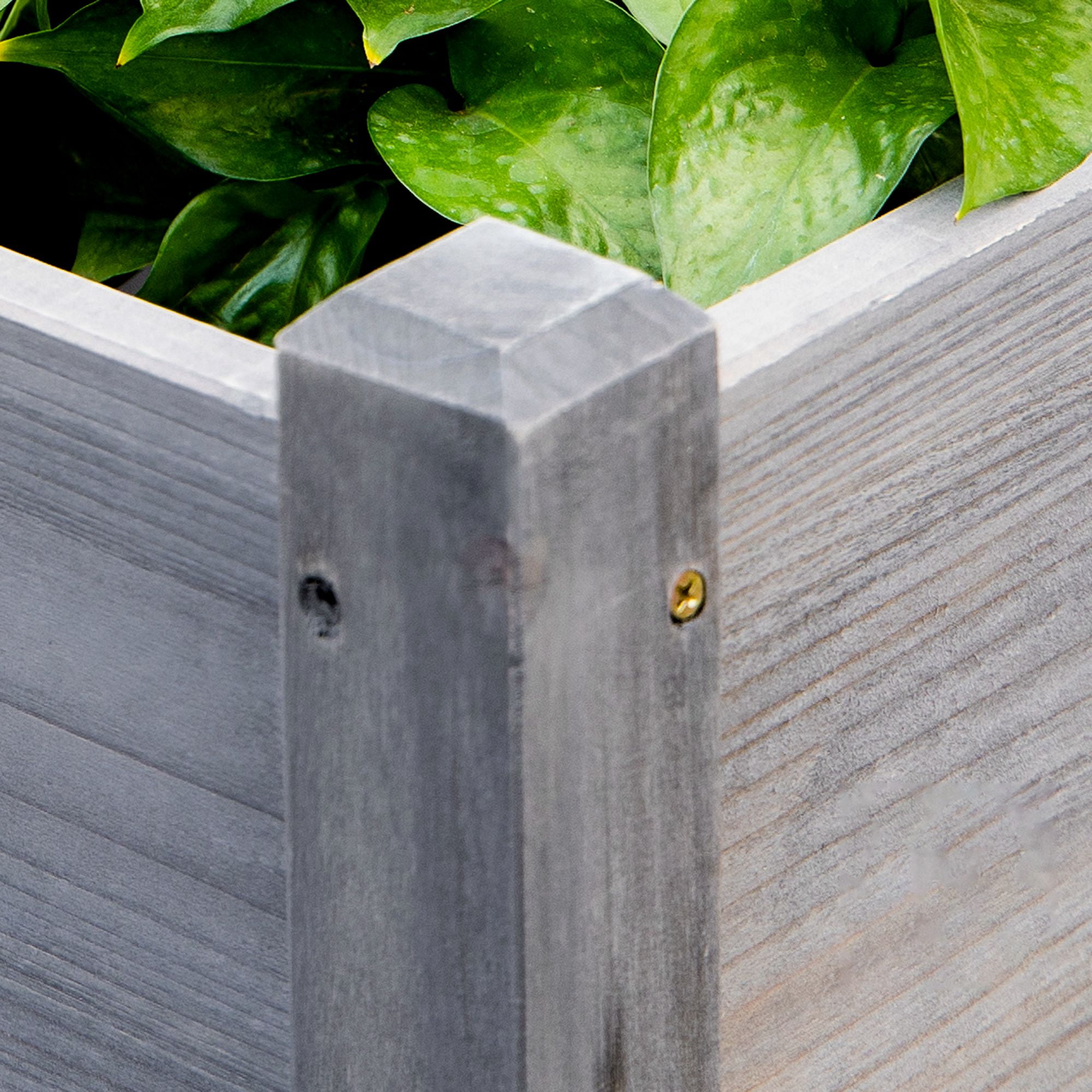 Raised Garden Bed with 3 Planter Box, Elevated Wooden Plant Stand with Drainage Holes, for Vegetables, Herb and Flowers, Gray