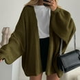 thumbnail image 3 of Stichou Womens Oversized Cardigan Sweaters 2025 Fall Long Lantern Sleeve Loose Chunky Knit Open Front Lightweight Sweater Army Green M, 3 of 7
