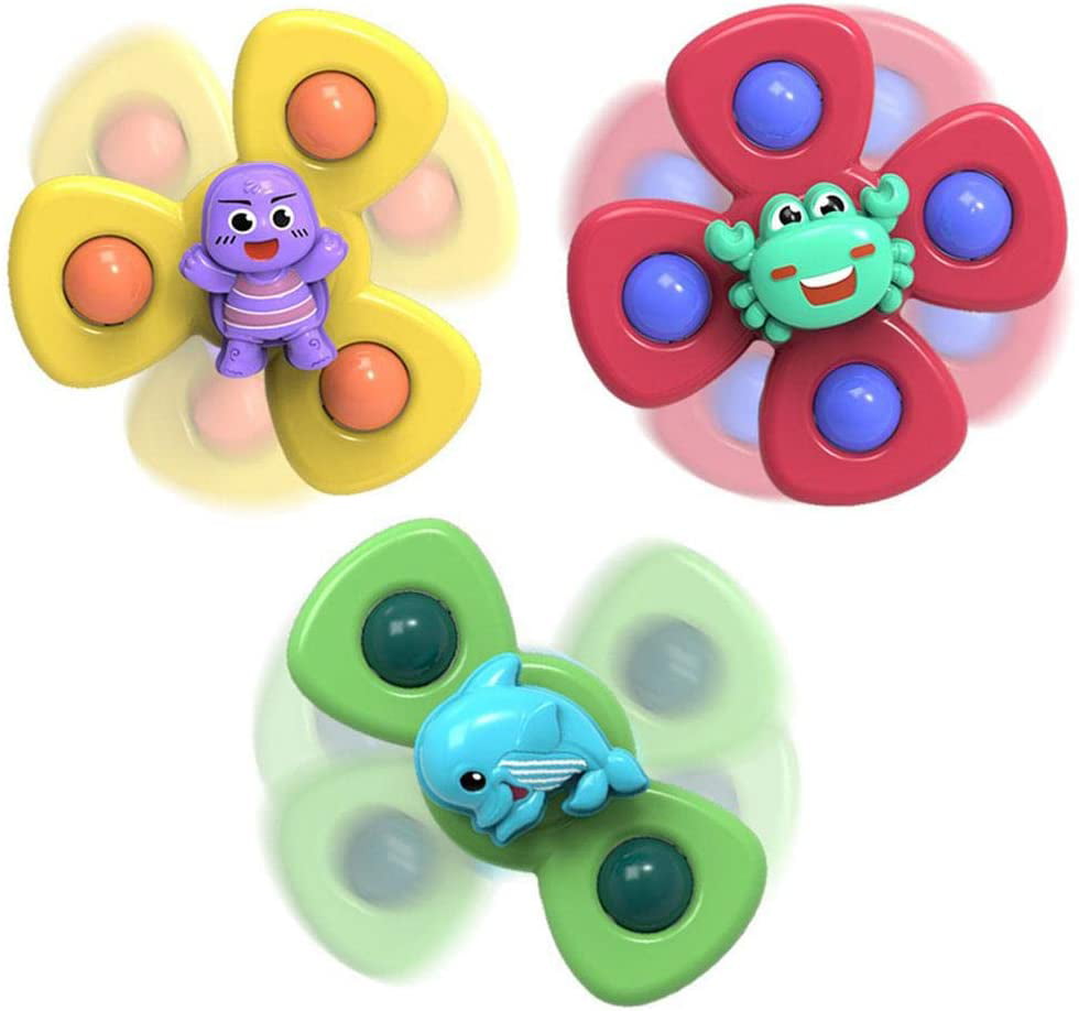 for Stress Relief Anti Anxiety Gifts for Kids Toddler 3PCS/Set Spinning Top Toys Interesting Baby Roatation Toys Rotating Table Sucker Gameplay Spin Spinners Toys Fingers Hand Spinners 