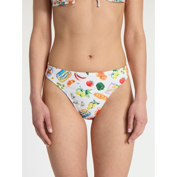 No Boundaries Kitschy Printed High Leg Bikini Bottoms, Women’s