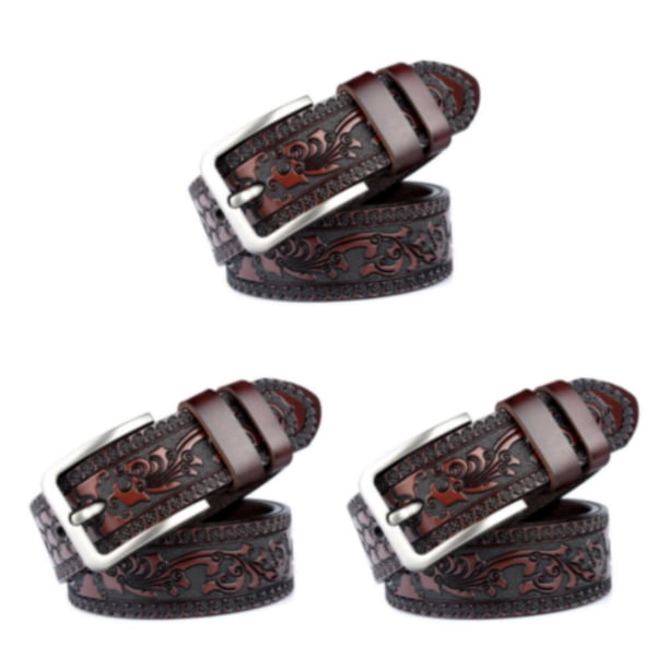 Sonducket Cinturón Masculino Y Resistente Al Desgaste Con Impresión De Moda Cinturones De Mano De Obra Fina Para Hombres PU Café 120cm Type1 NO1