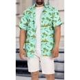 thumbnail image 5 of LA LEELA Men's Button Down Hawaiian Shirt Beach Holiday Casual Cotton Linen Effect Short Sleeve Shirt For Men XXL Palm Island, Autumn Turquoise, 5 of 6