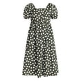 thumbnail image 4 of Time and Tru Women's and Women's Plus Cotton Back Tie Midi Dress with Short Puff Sleeves, Sizes XS-4X, 4 of 5