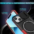 thumbnail image 4 of Case for iPhone 13, with Sliding Camera Cover, with Rotating Finger Ring Holder Magnetic Bracket Hybrid Hand Grip Protective Shockproof Phone Case Cover for iPhone 13 - Red + Black, 4 of 10