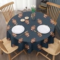 thumbnail image 3 of Dark Blue Football Repeat Pattern Round Tablecloth 60"x60",Wrinkle Wipeable Table Cloth for Kitchen Dining Room Picnic Patio Party, 3 of 6