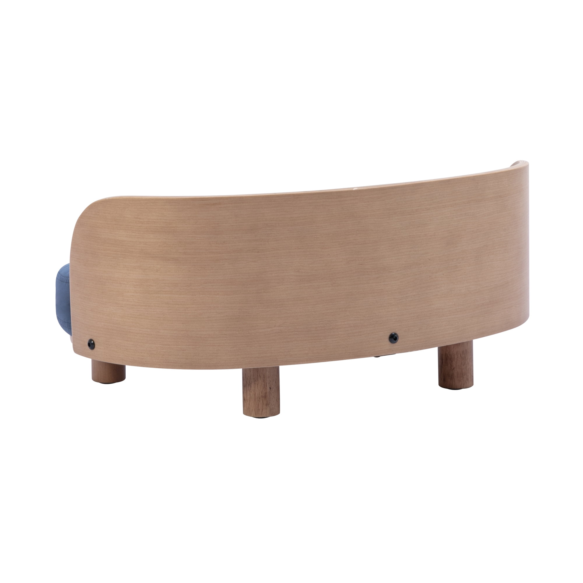 Pefilos 26" Modern Pet Sofa Dog Bed With Solid Wood legs and Bent Wood Back, Velvet Cushion, Walnut, Blue Pefilos 26" Modern Pet Sofa Dog Bed With Solid Wood legs and Bent Wood Back, Velvet Cushion, Walnut, Blue