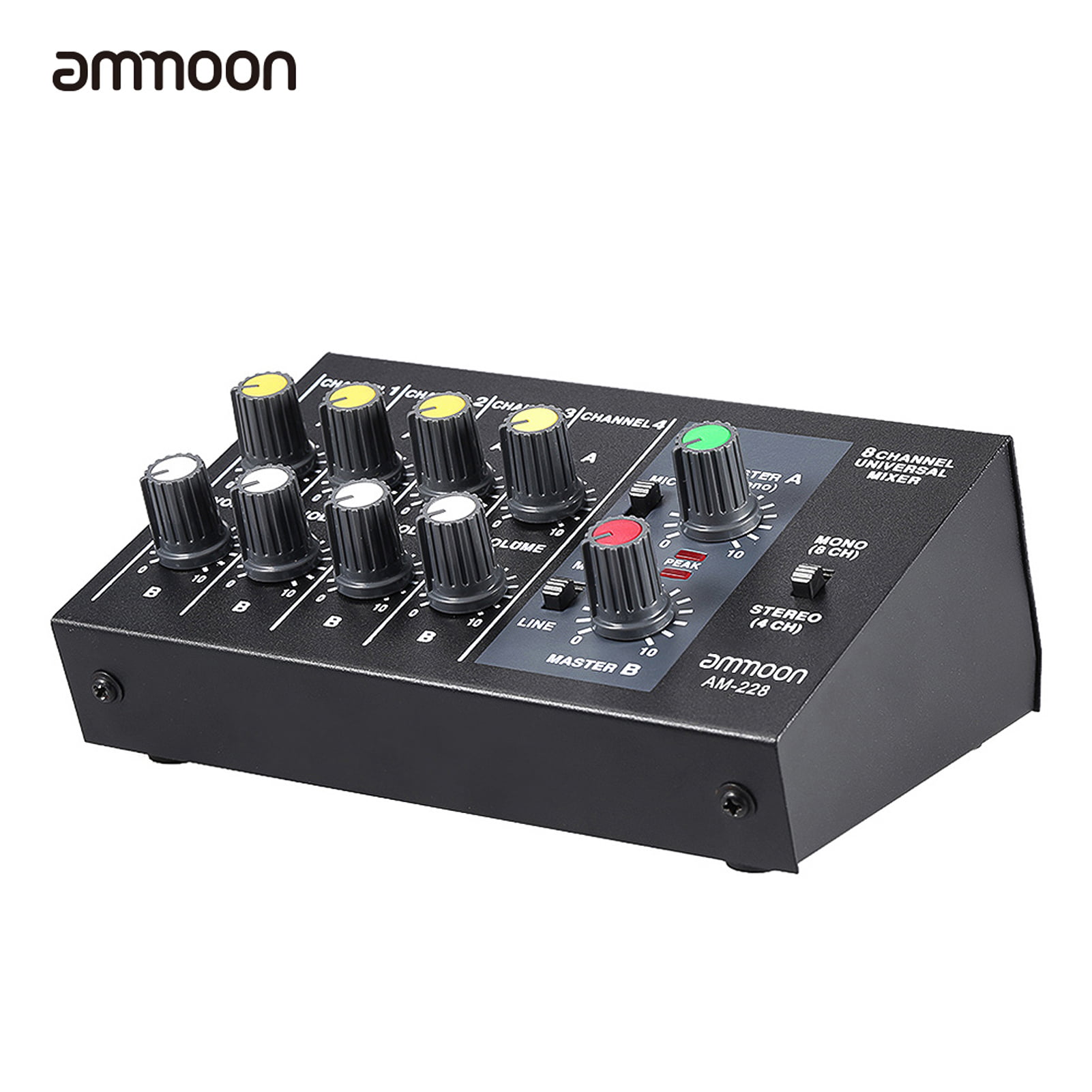 Compact Size 8-Channels Mono//Stereo Audio Sound Line Mixer with Power Adapter