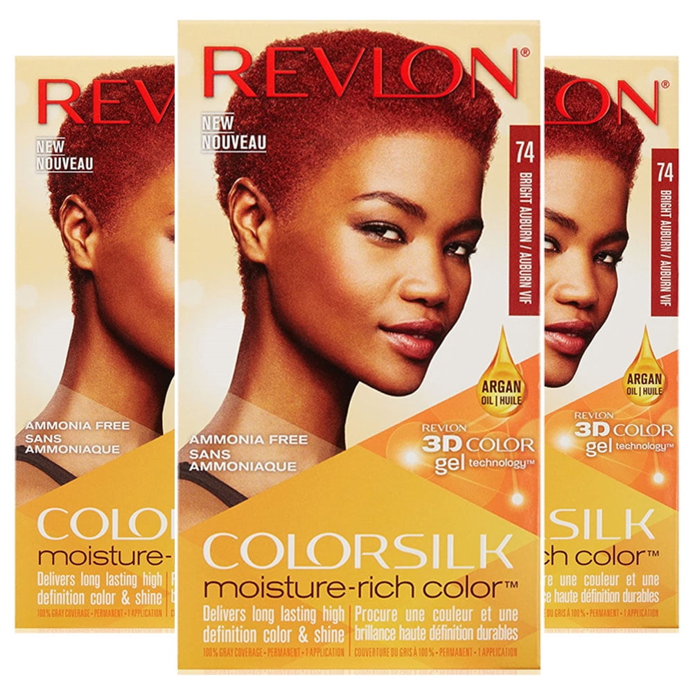 Pack of (3) Revlon Colorsilk Moisture Rich Hair Color, Bright Auburn [74]